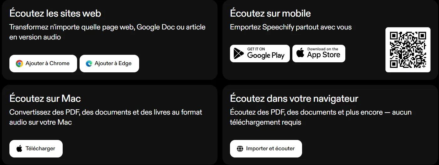Applications et plateformes permettant d’utiliser Speechify