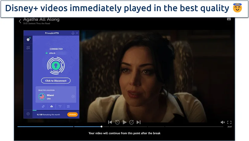 Test de lecture Disney Plus avec PrivadoVPN