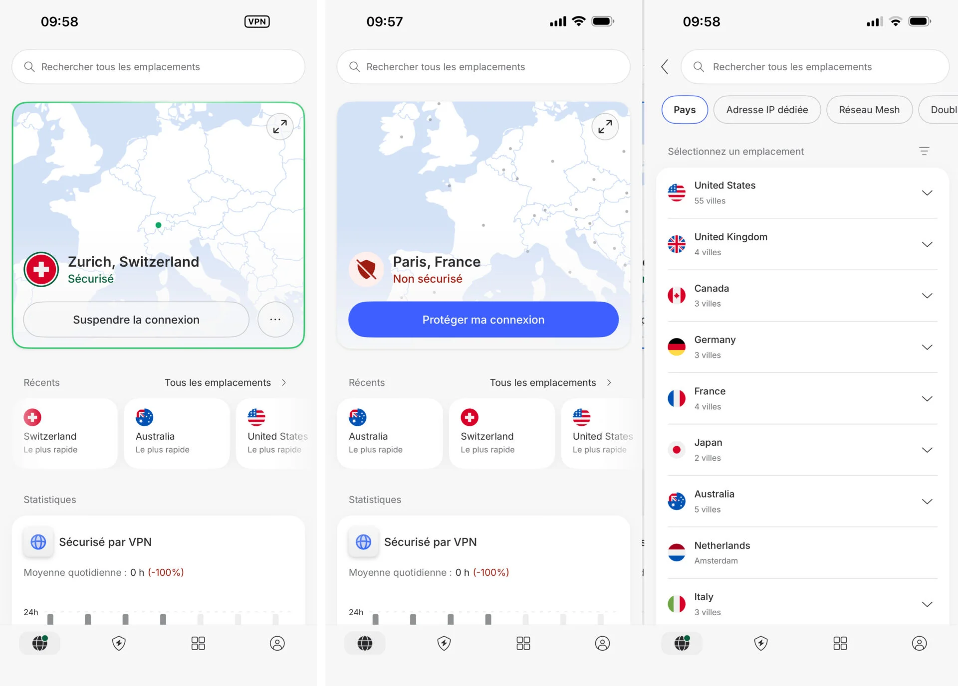 Application NordVPN sur iPhone
