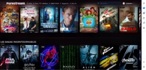 Section tendances du jour sur Purestream avec plateformes de streaming et films populaires