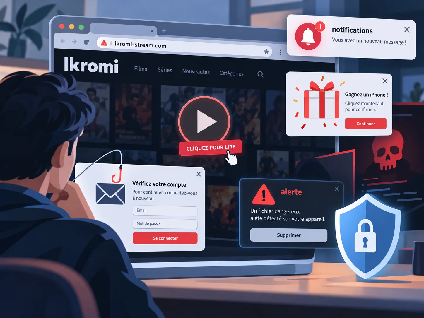 Illustration des annonces de changement de nom d'Ikromi et de plusieurs domaines vers Fakrov, avec un symbole de vérification