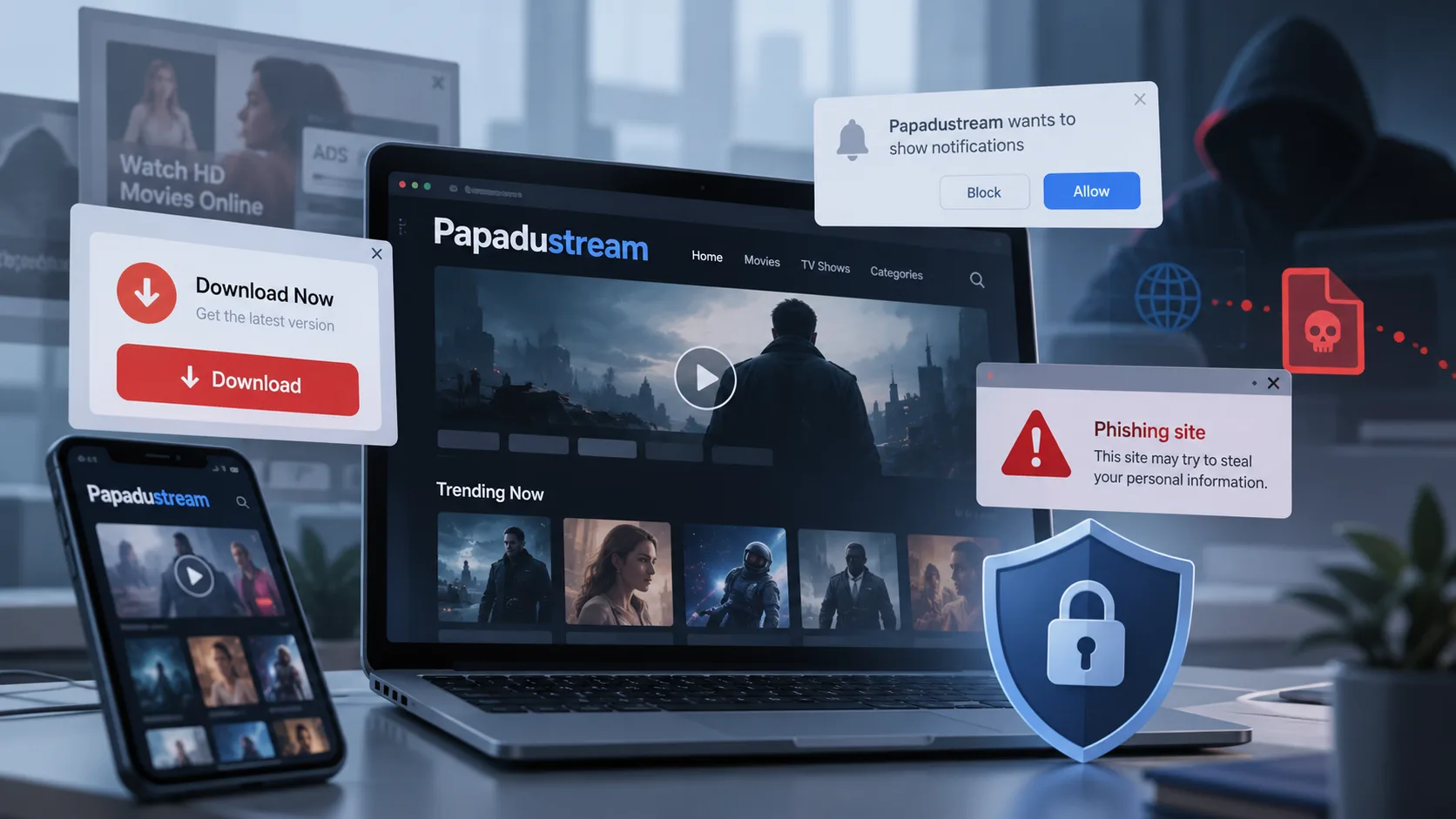 Illustration de services de streaming légaux pour regarder des films et séries en français sur plusieurs écrans